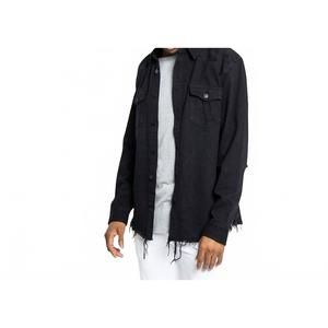 NEW VICTORIOUS long sleeve button up denim jacket in black